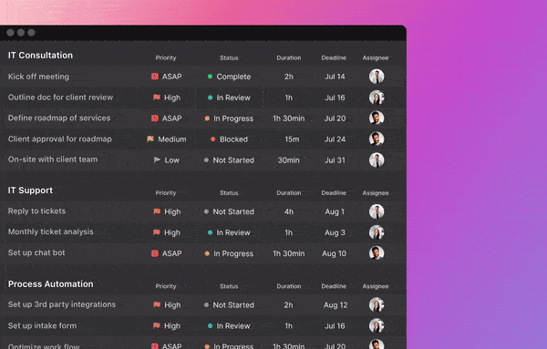 GIF shows efficient schedule management in Motion