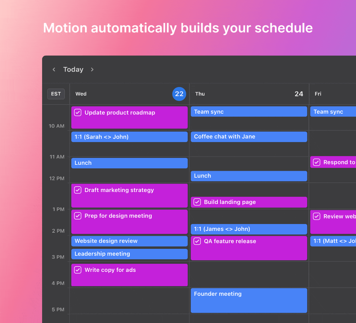 Gif showcasing automatic rescheduling for a single calendar in Motion