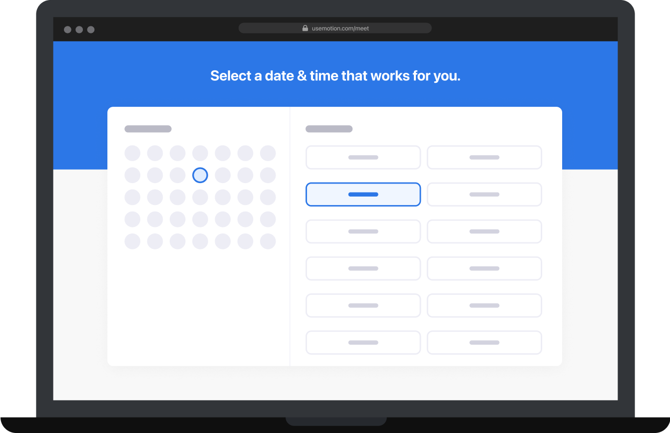 Screenshot of Motion booking link