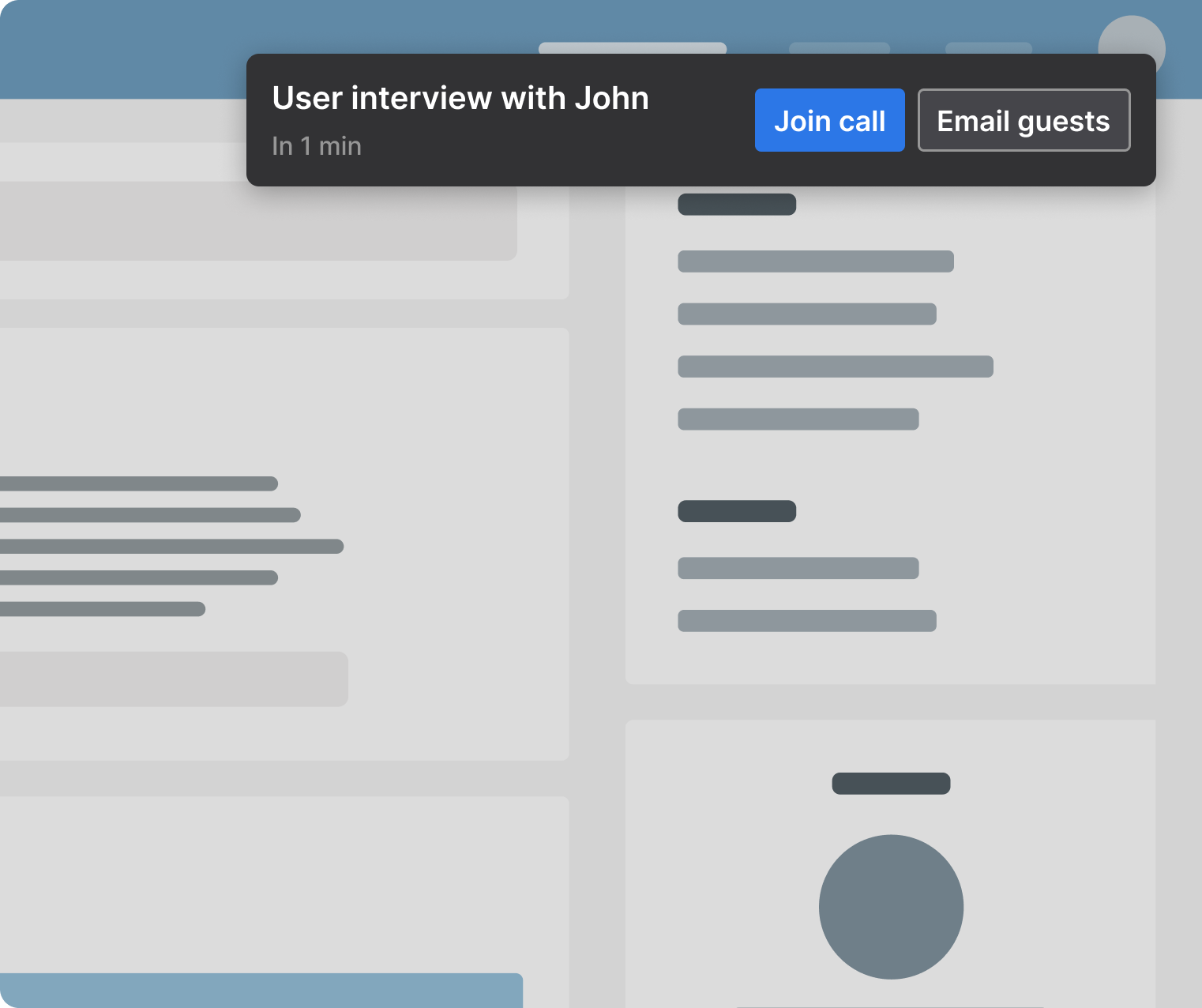 Meeting reminder screenshot