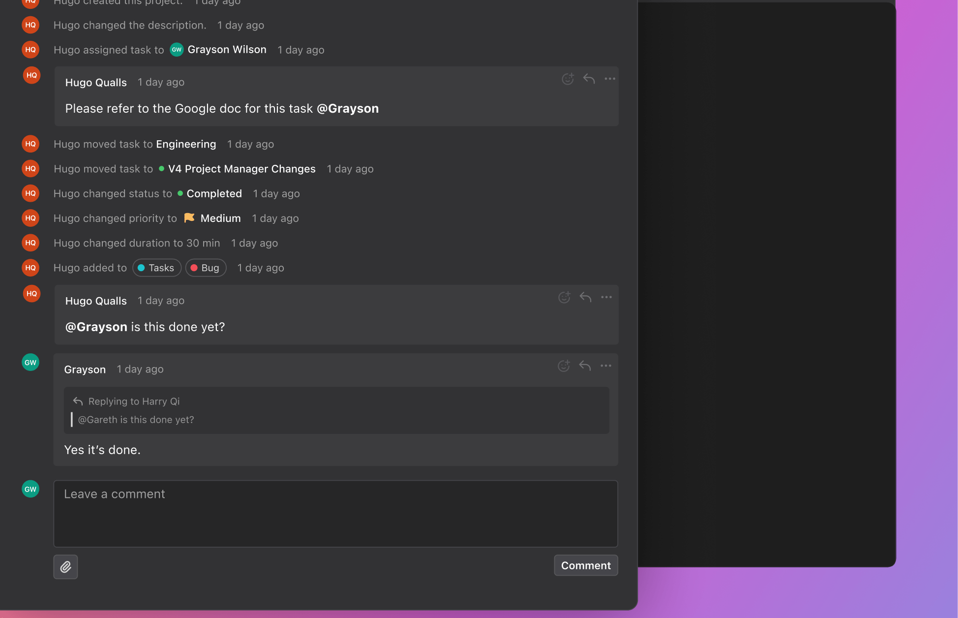 Comments in Motion