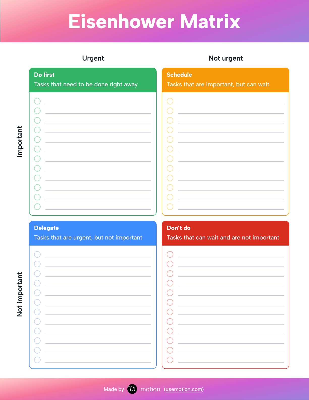 Eisenhower Matrix Template