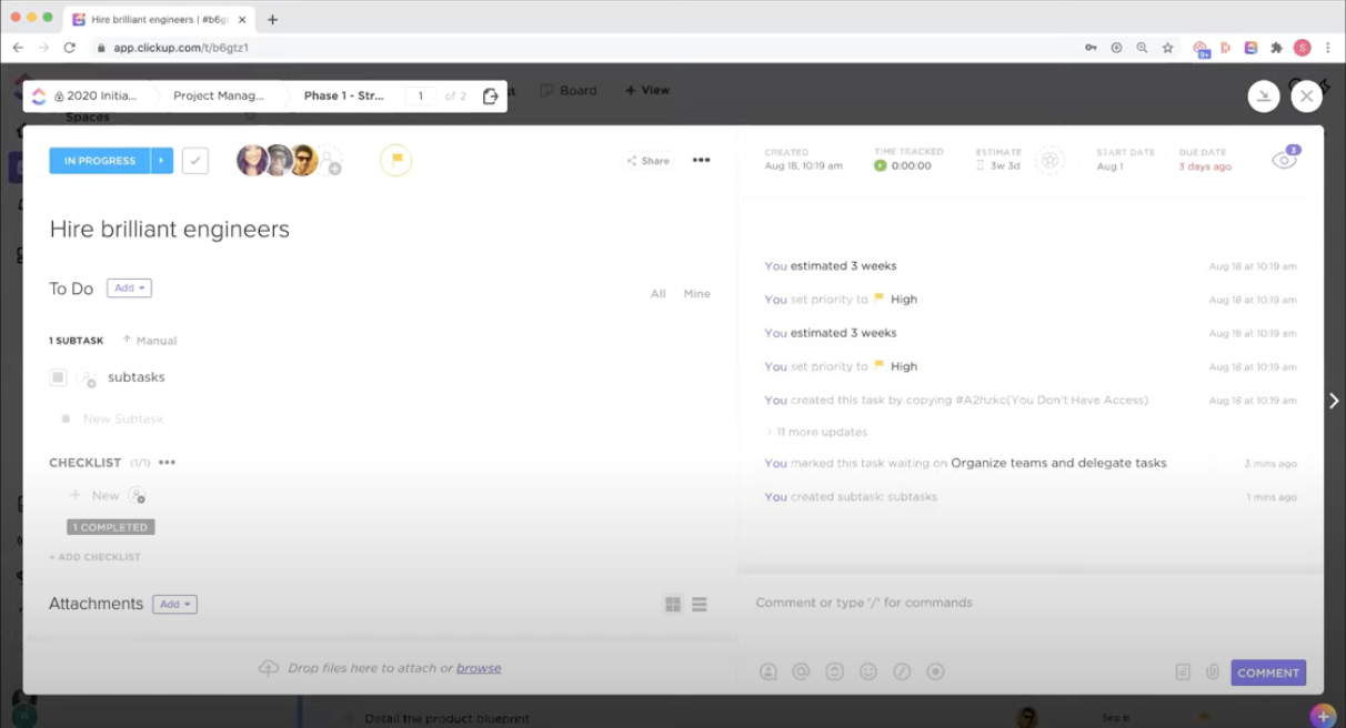 Project management inside ClickUp