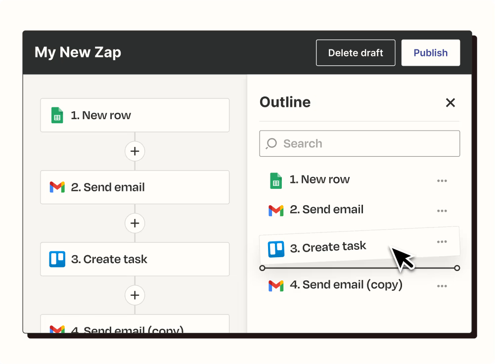 View of creating a new Zap