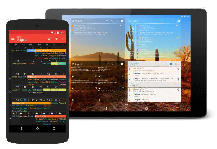 Digital work calendar on mobile and tablet