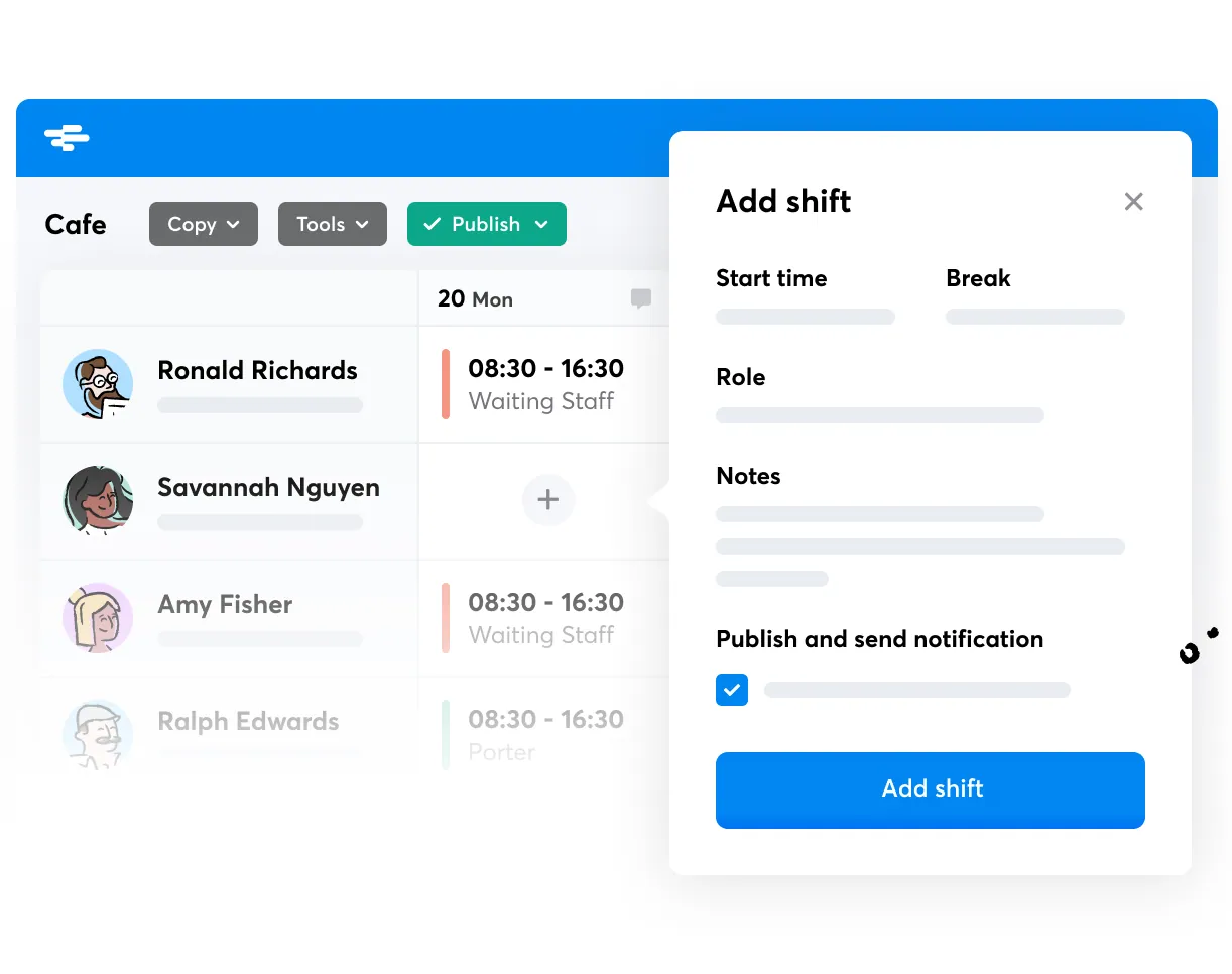 Adding a shift to the RotaCloud work calendar