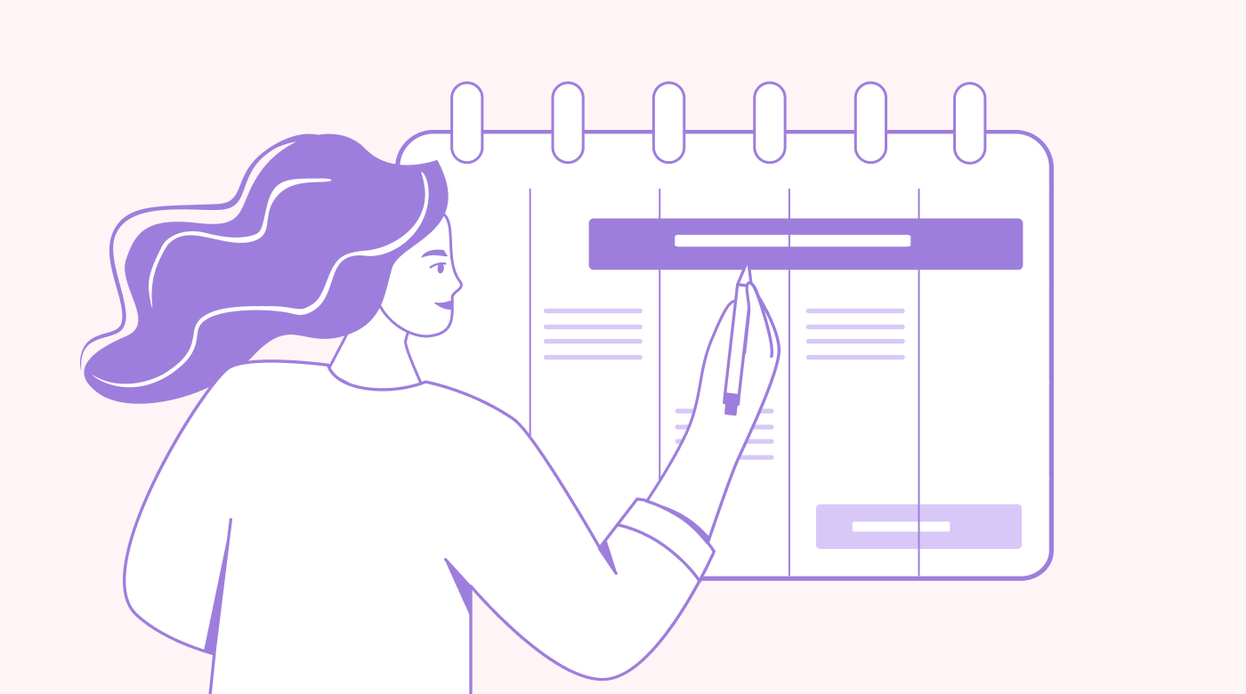 Person scheduling time onto calendar