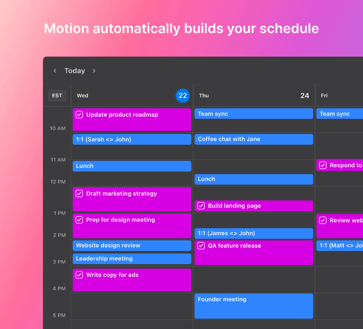 Motion schedule builder