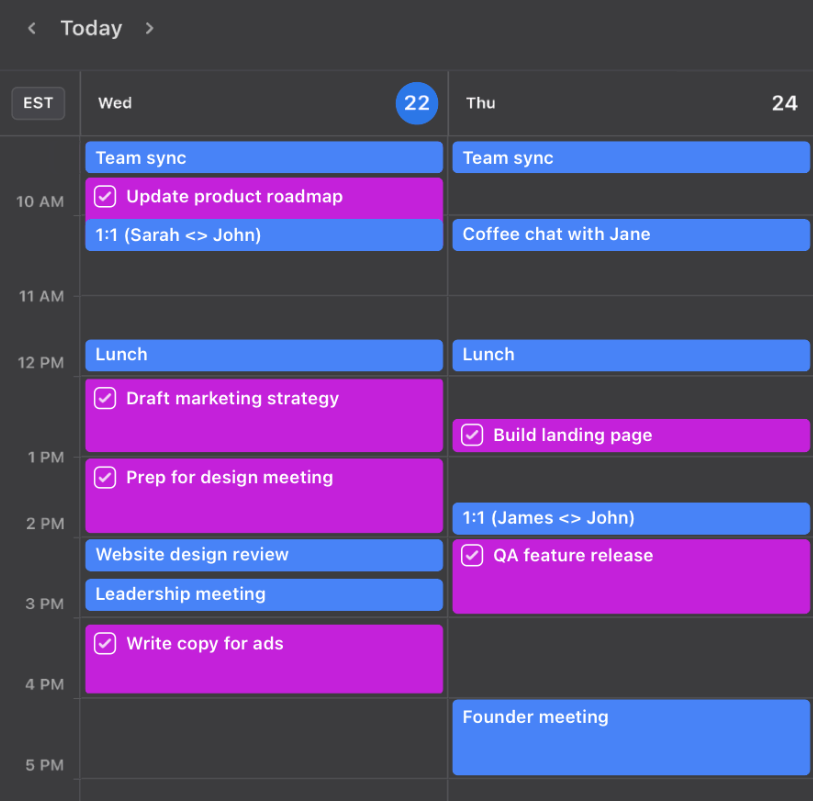 Example of Motion calendar