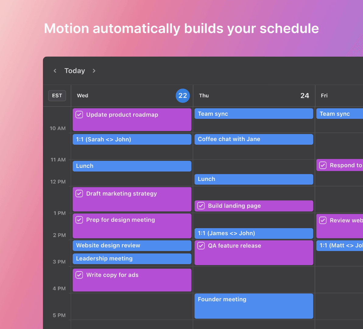 Schedule auto-optimization on Motion