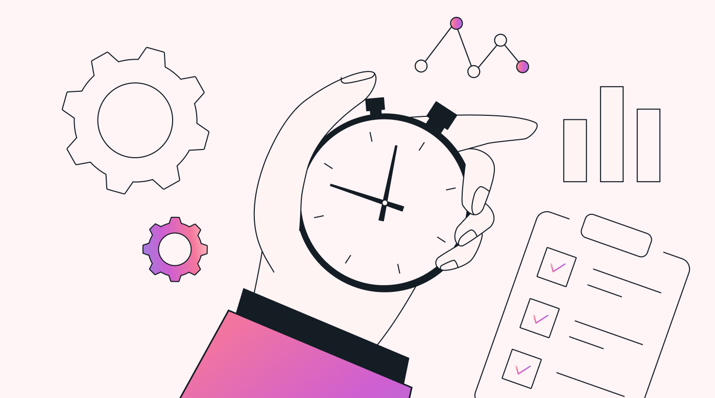 Work task and clock icons showing productive work