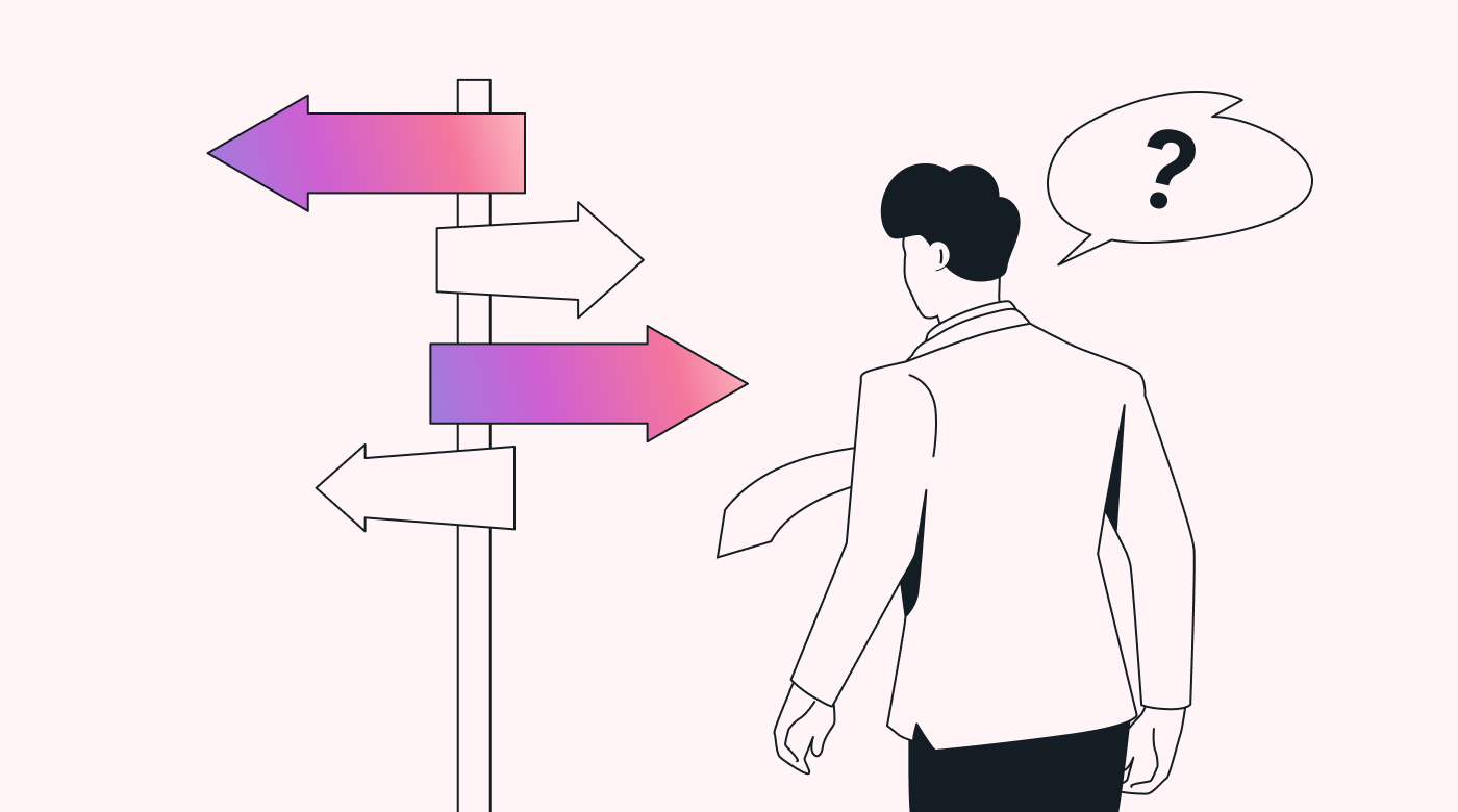 Man standing between crossroads making a decision