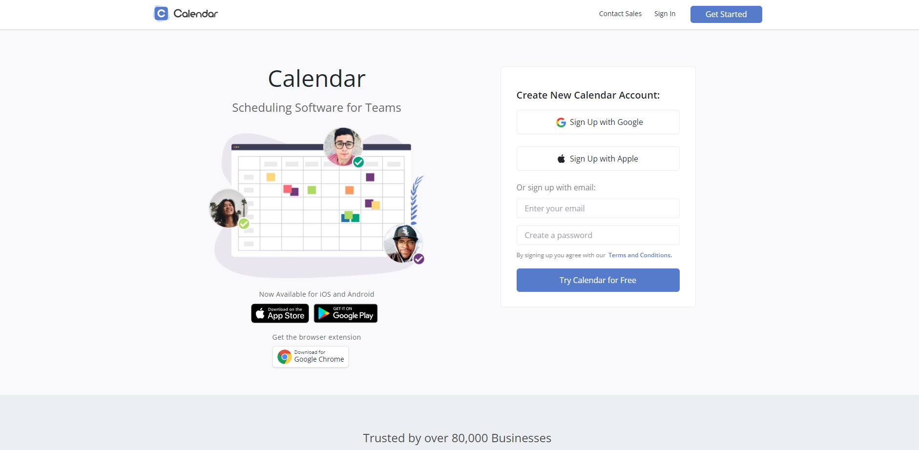 Screenshot of Calendar.app homepage