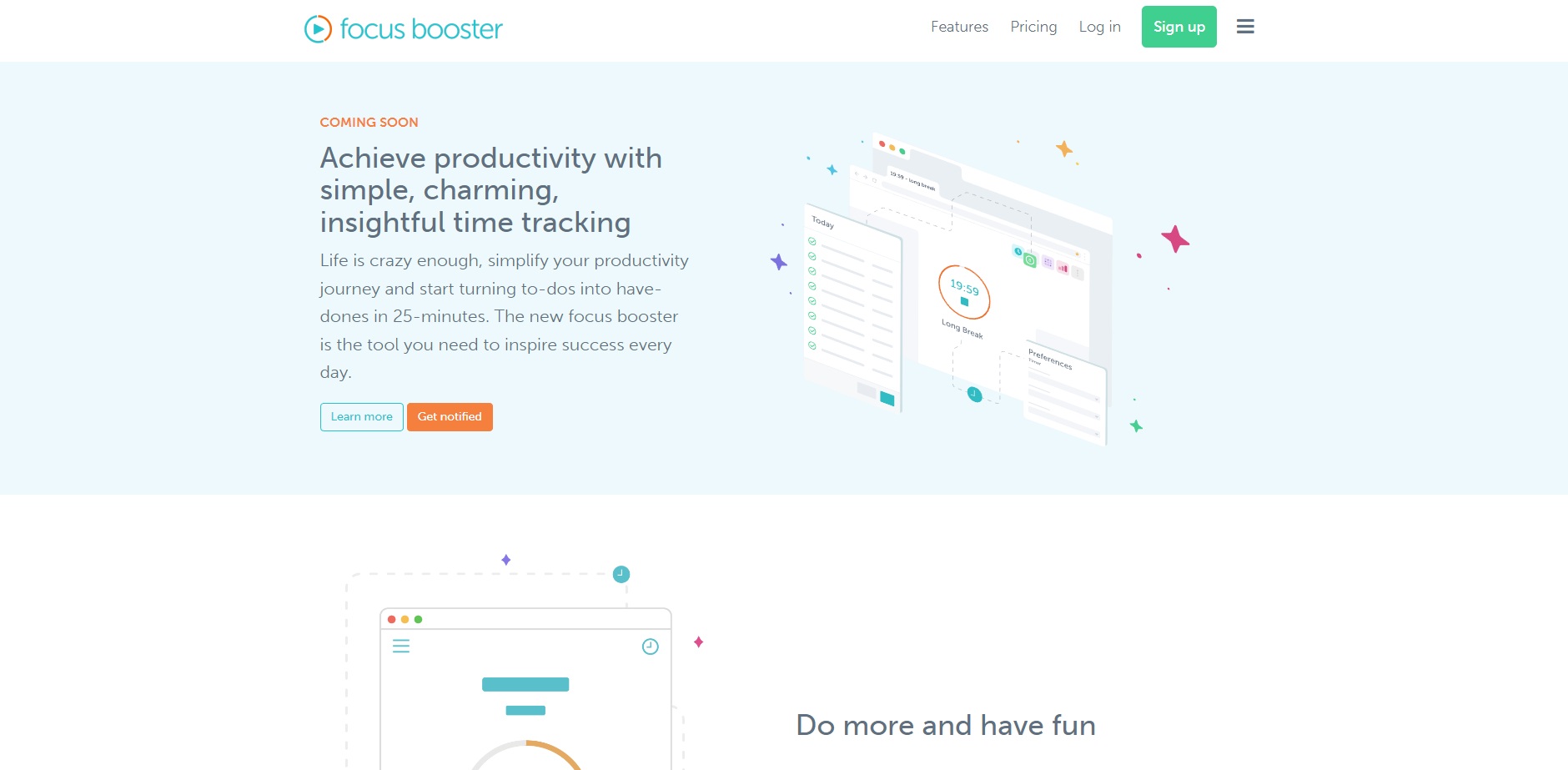 Screenshot of Focus Booster homepage