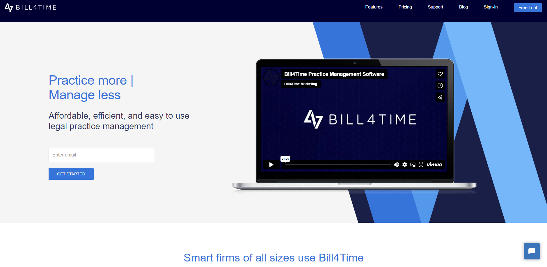 Screenshot of Bill4Time homepage