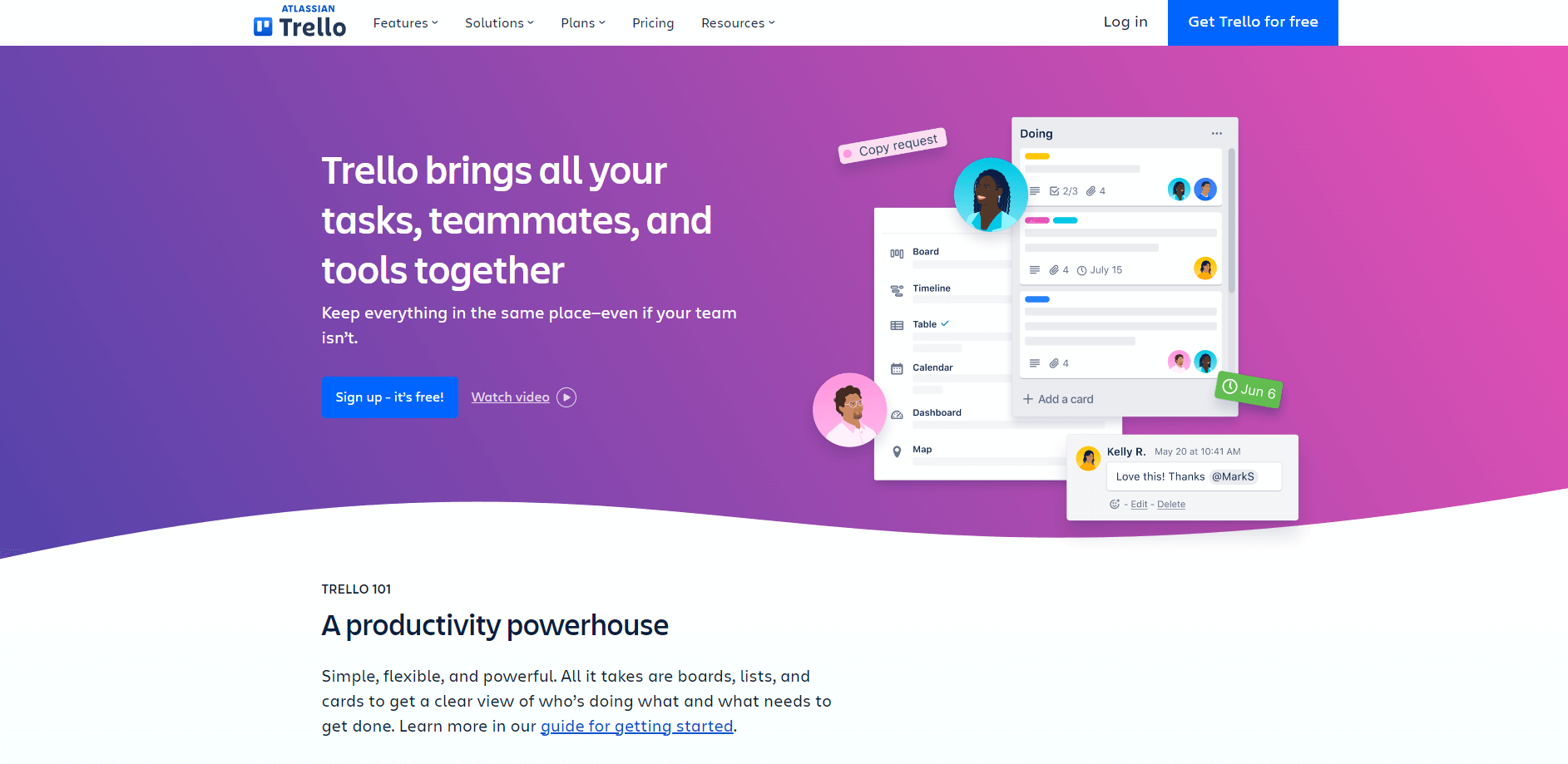 Screenshot of Trello homepage