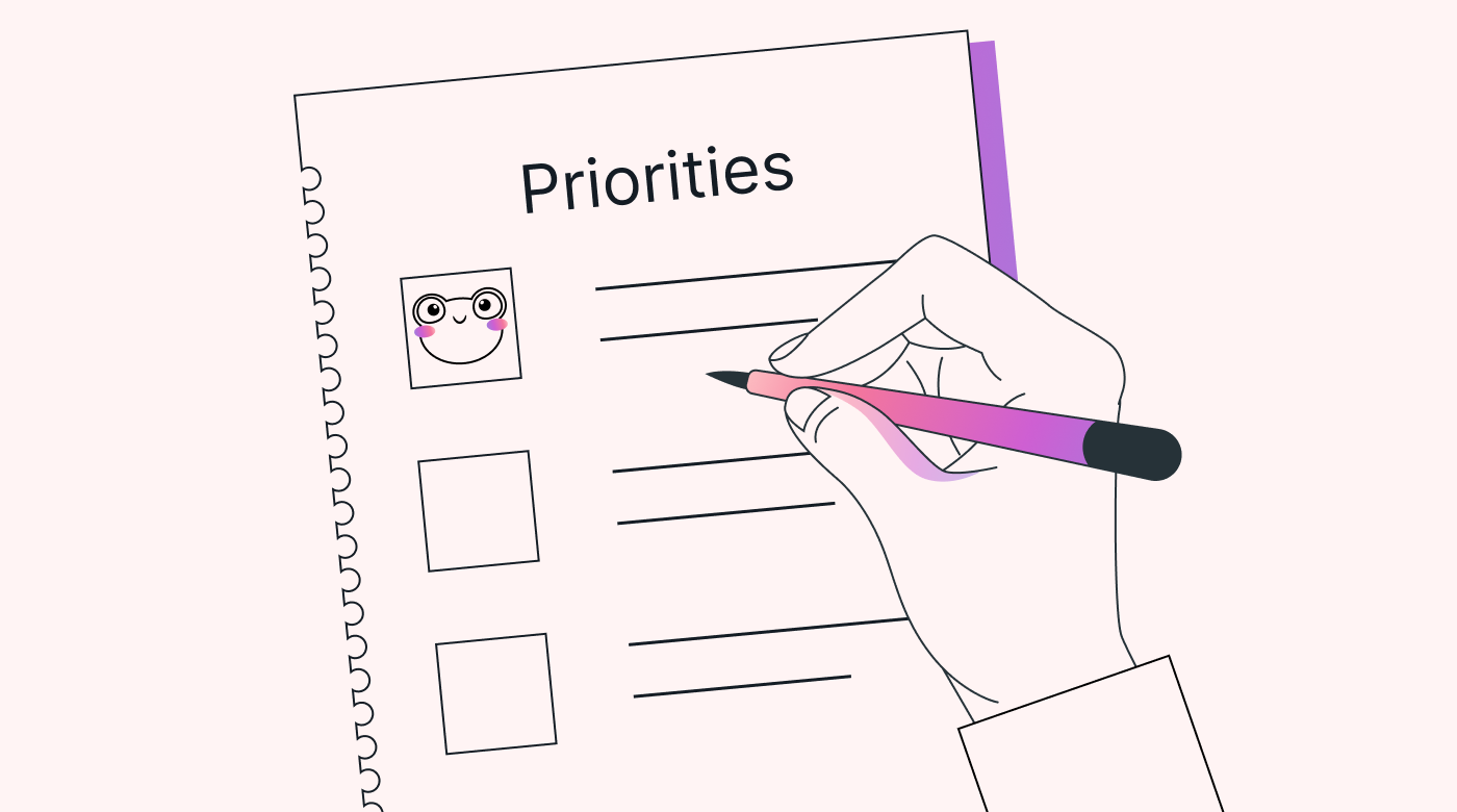 Priorities checklist with a frog