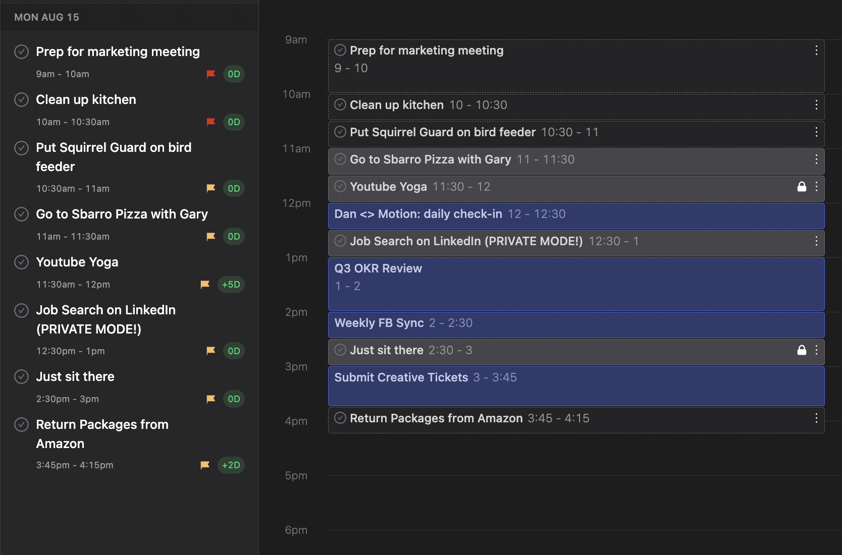 Daily planner in Motion