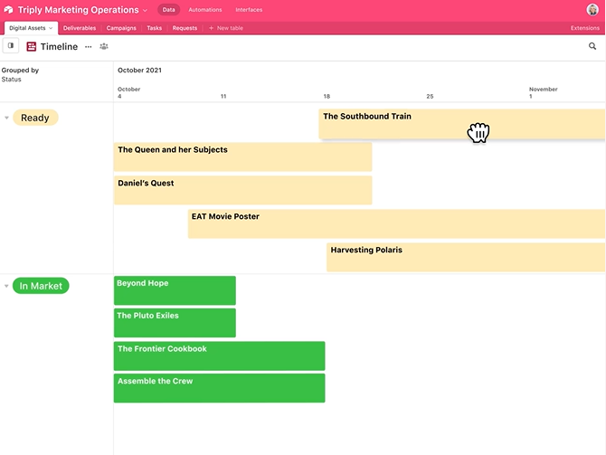 A screenshot of Airtable