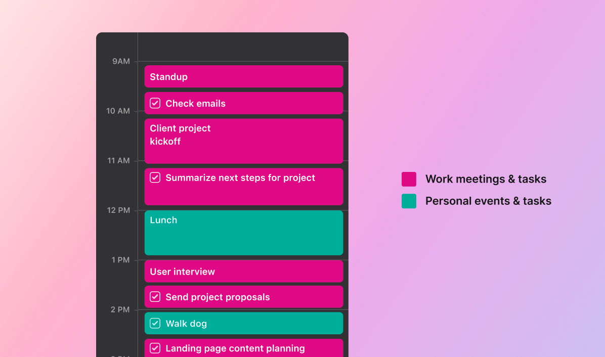 Easily block out time for personal and work tasks with Motion
