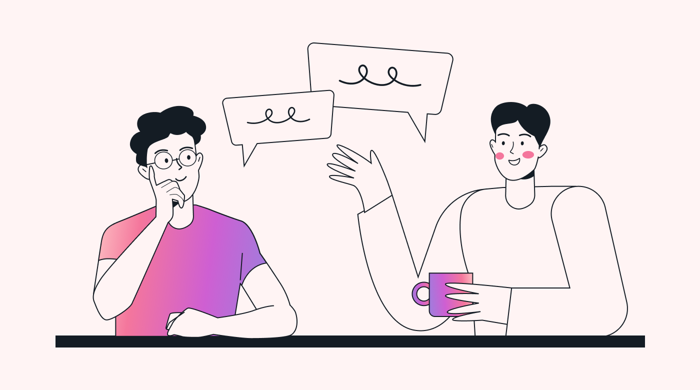Image of two people talking comfortably with each other