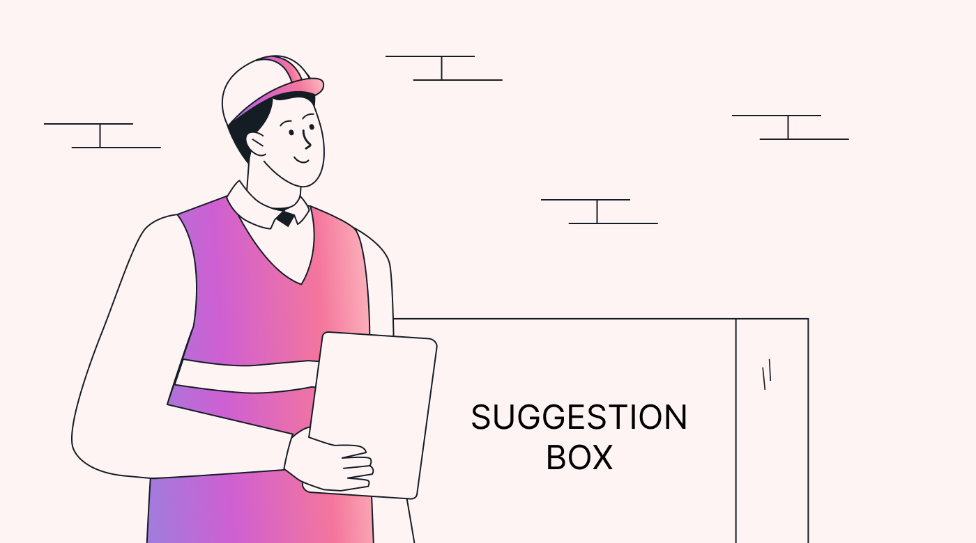 An employee bringing a suggestion to a suggestion box