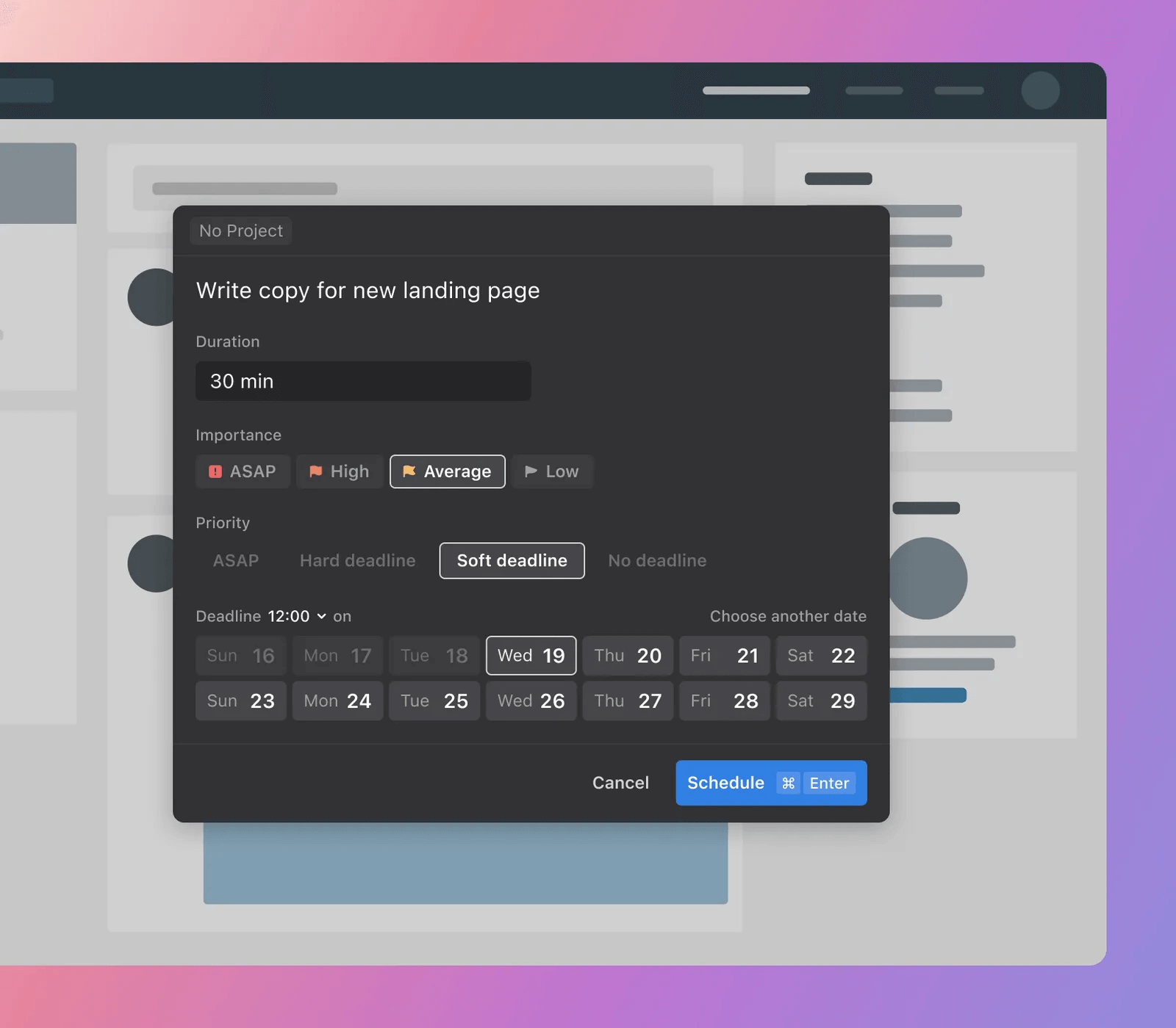 Adding a new task into Motion