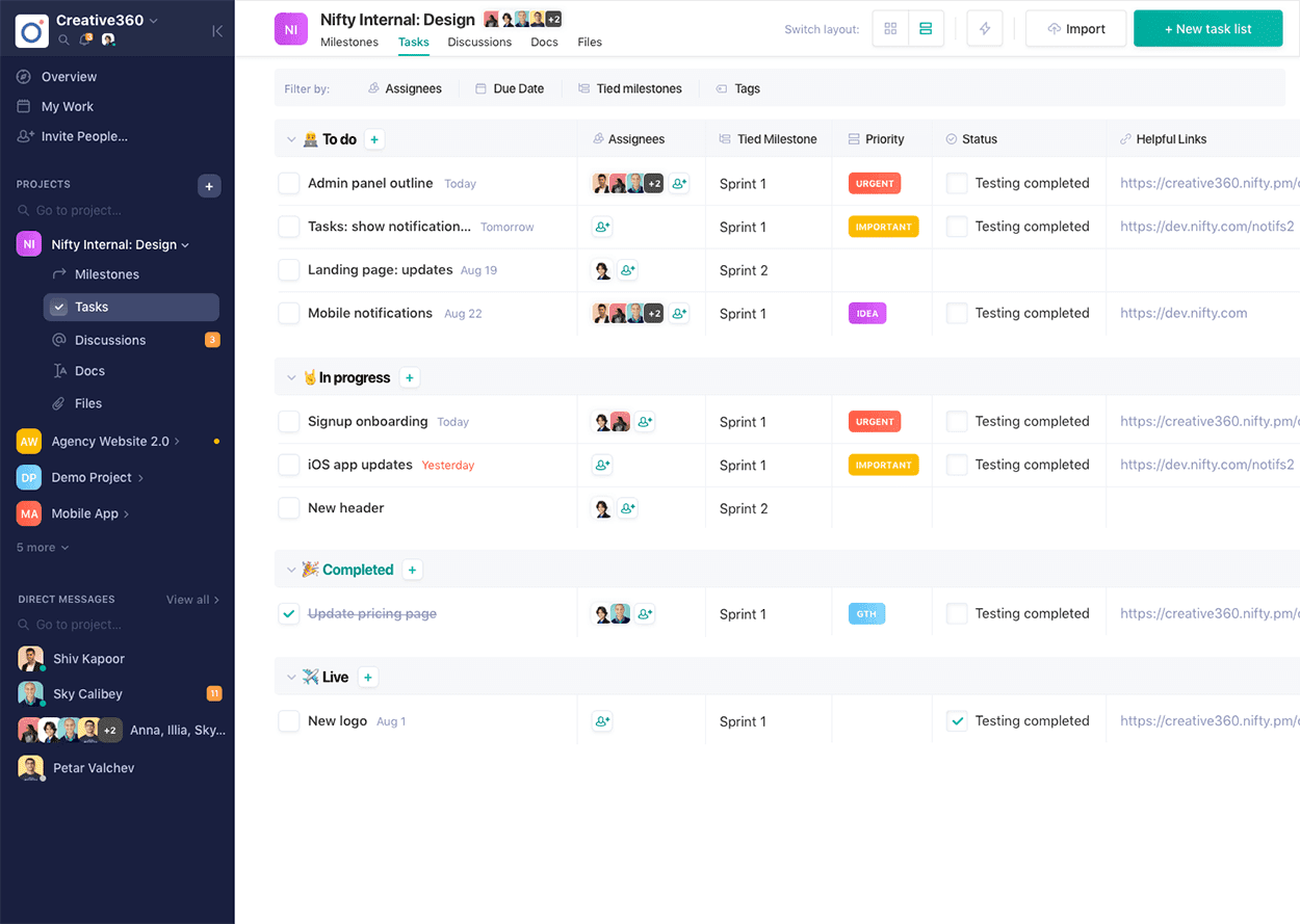 Nifty dashboard screenshot
