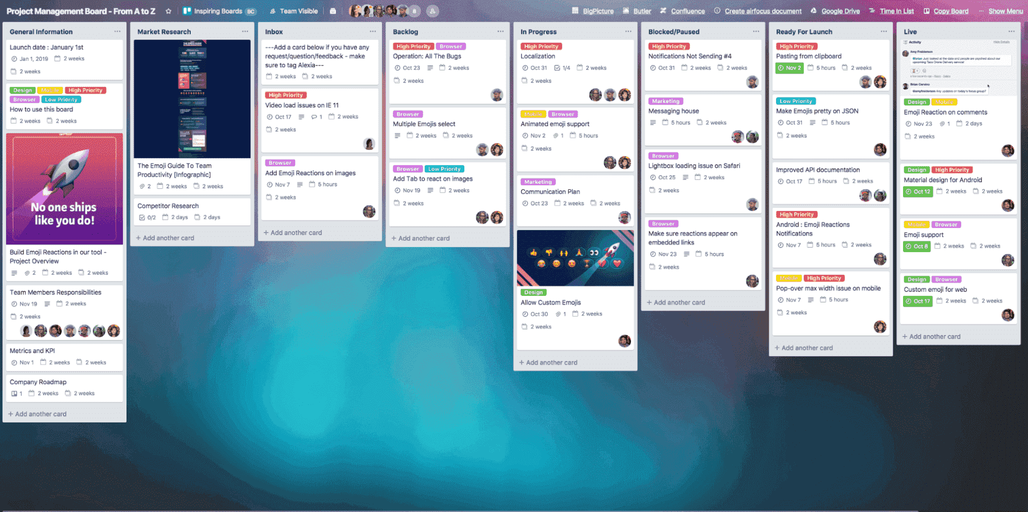 Trello dashboard screenshot