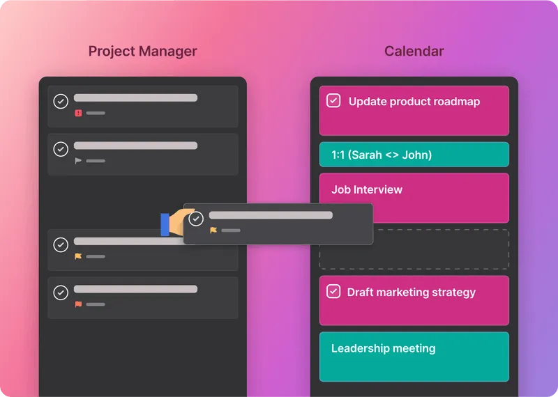 Task moving from a task list to a calendar view