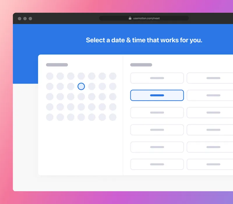 Calendar scheduling interface in Motion