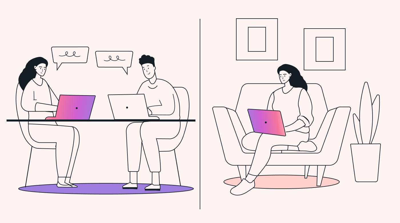 Woman in different work environments