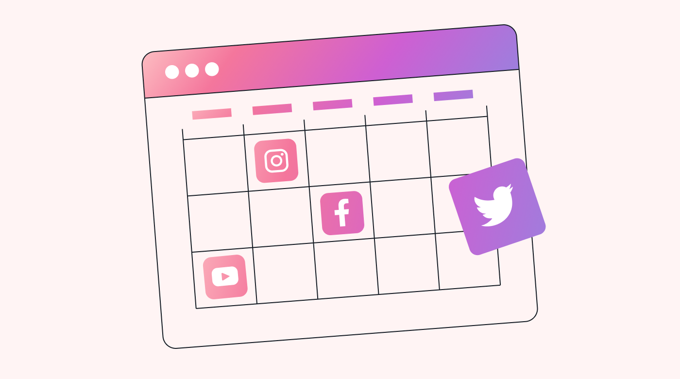 A social media calendar with different social platforms