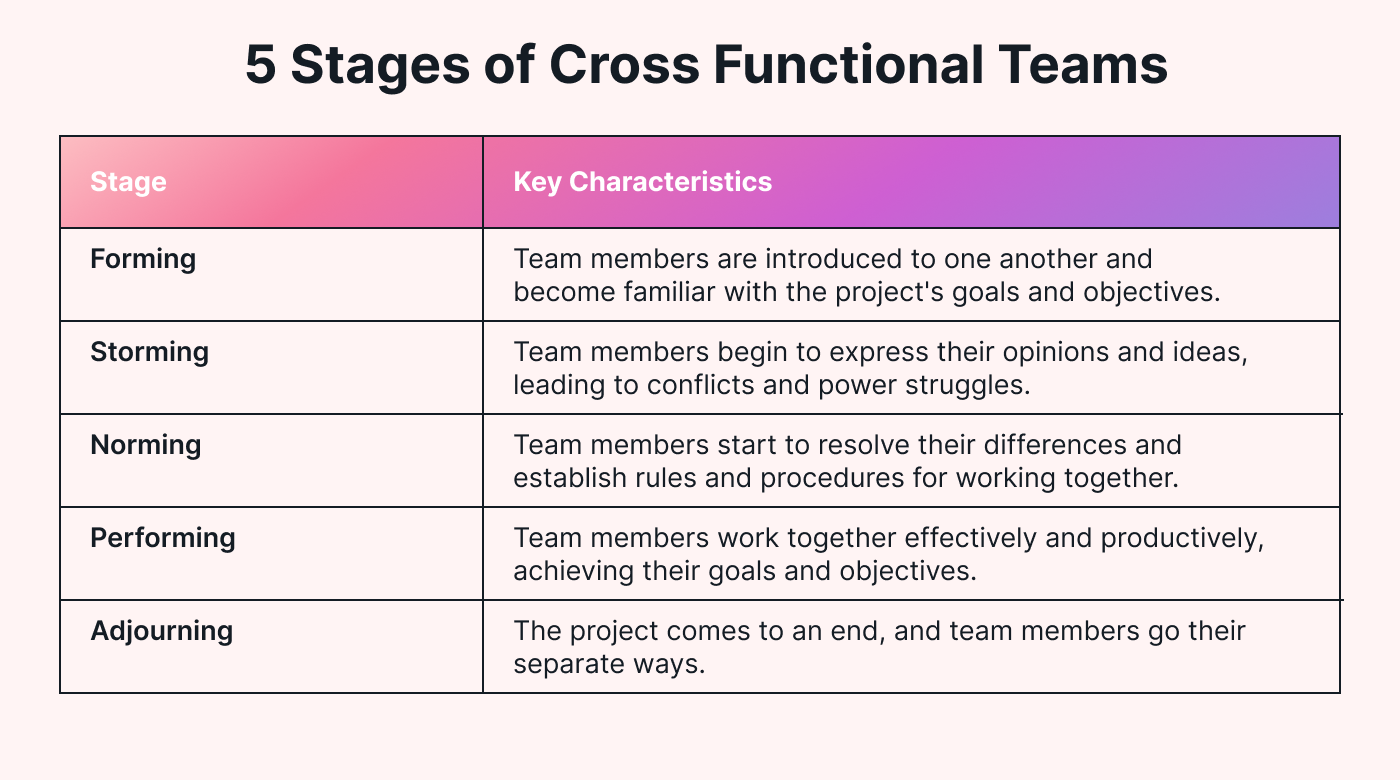 5 stages of cross functional teams