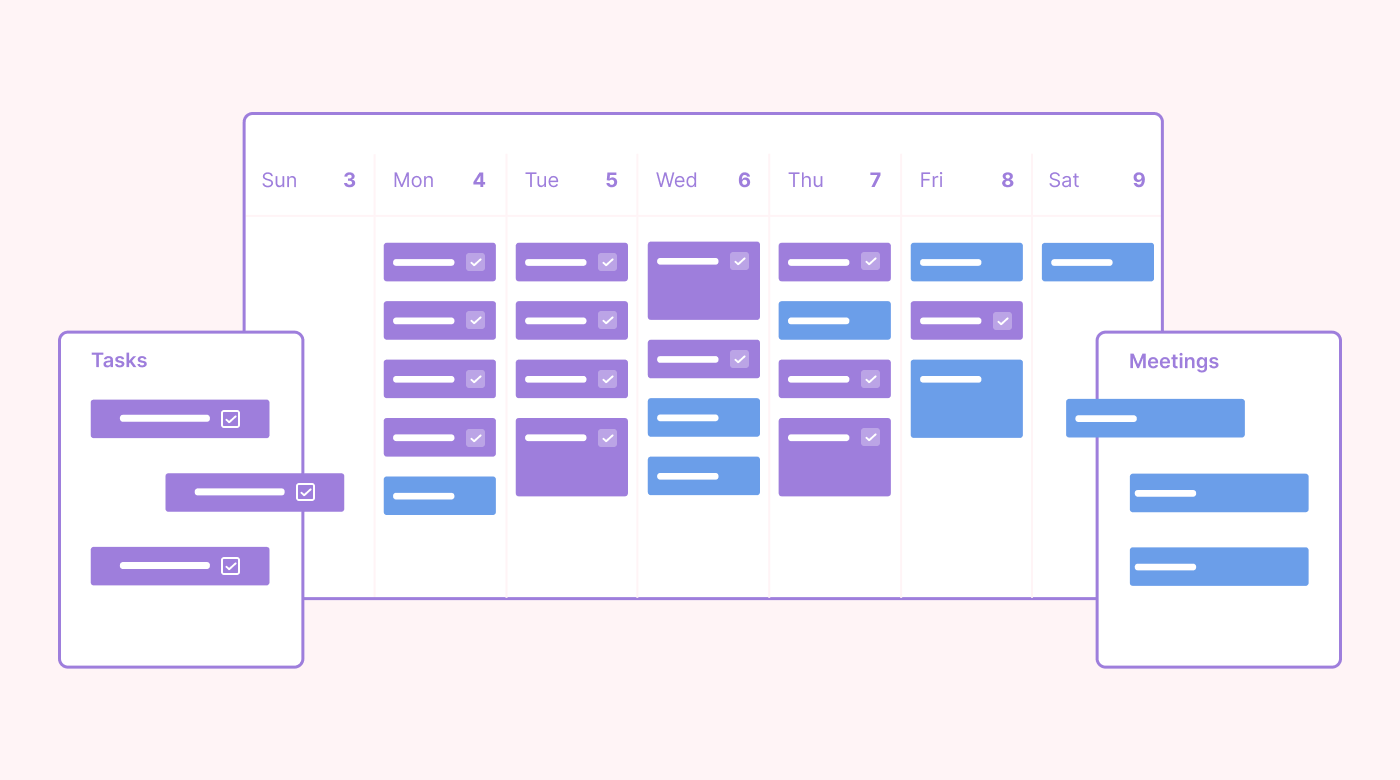 Weekly schedule with batched tasks & meetings