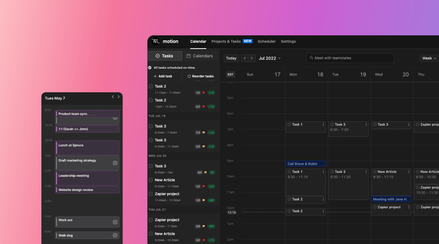 Motion’s desktop and mobile calendar