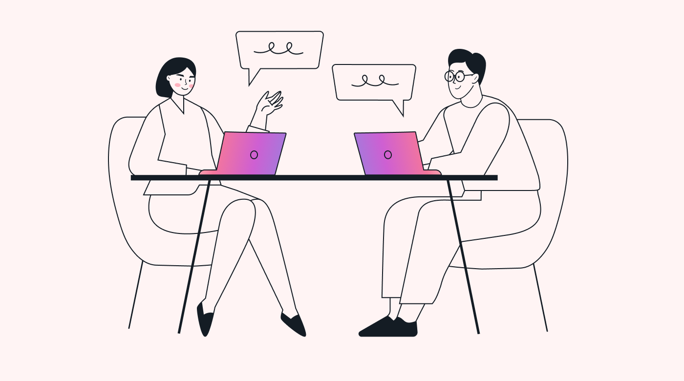 Employees collaborating on tasks