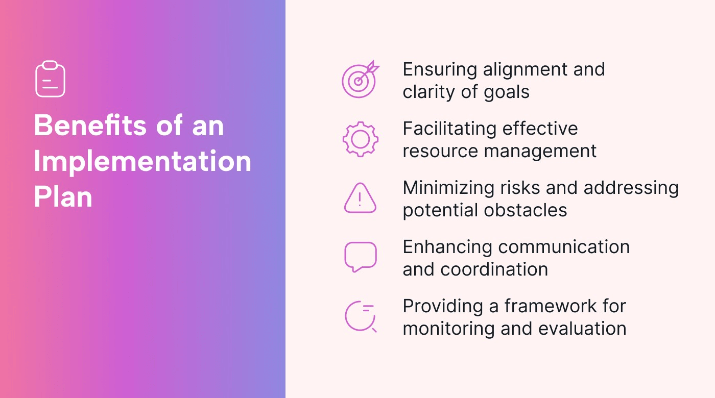 Benefits of creating an implementation plan