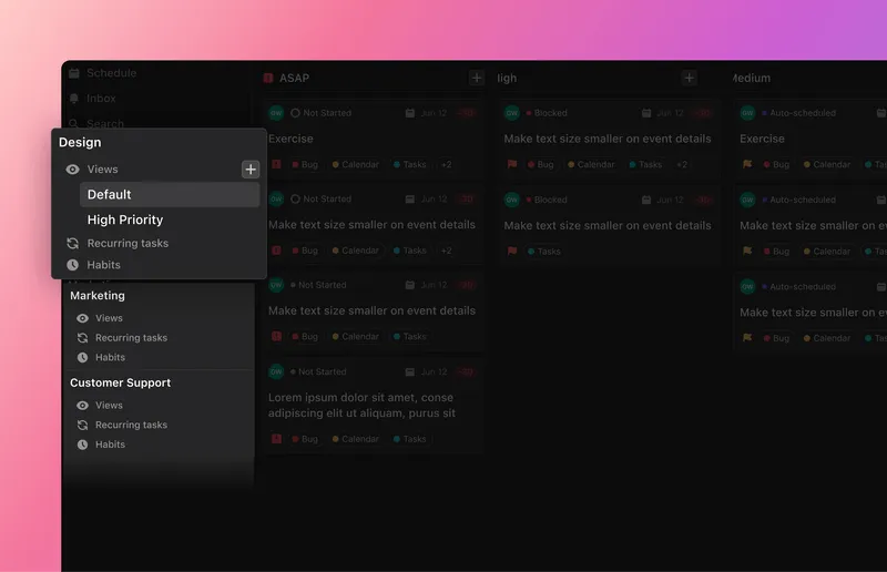 Choosing how to view tasks in Motion
