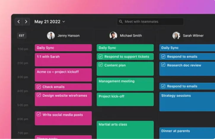 Screenshot of individual daily plans