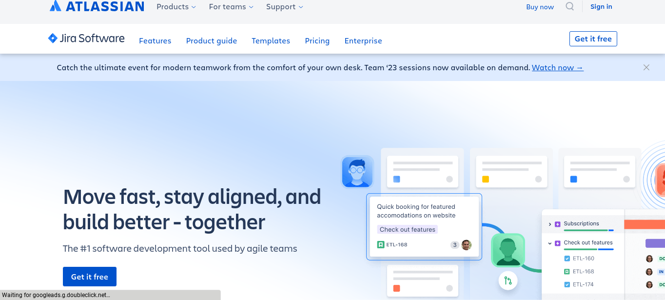 Jira Software product page screenshot