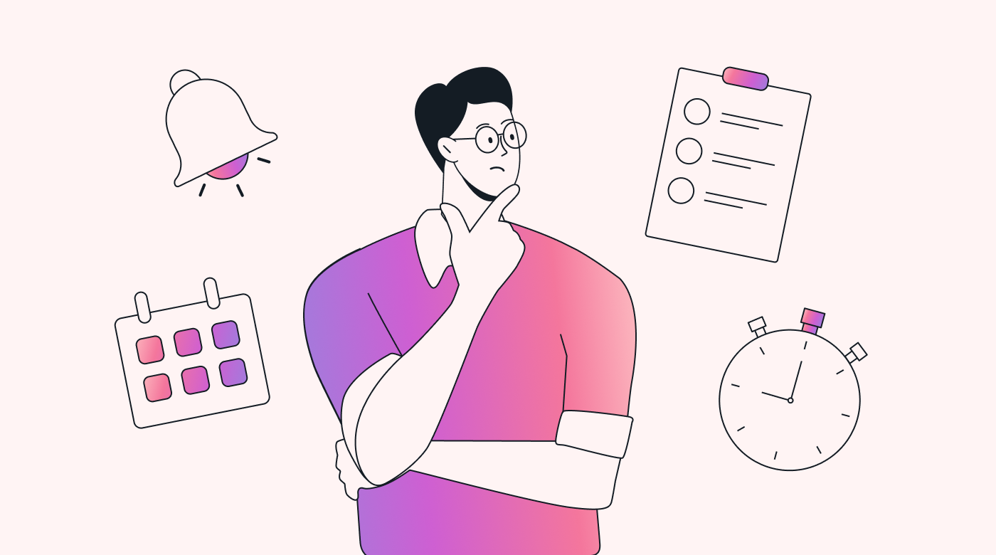 Person surrounded by project management elements