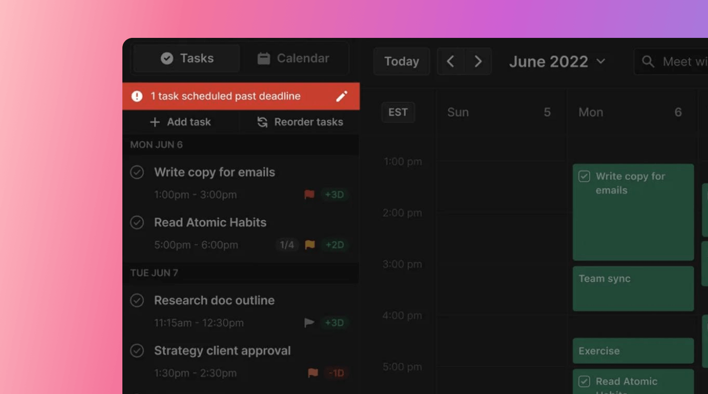 A view of my tasks in Motion