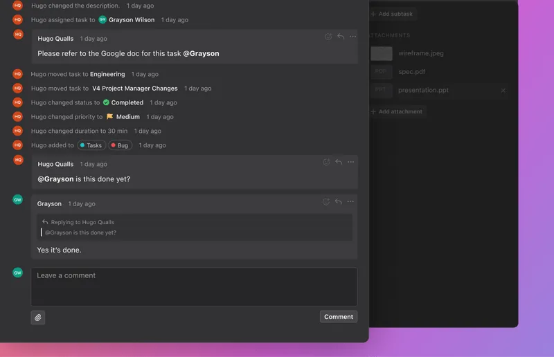 Leaving comments in Motion