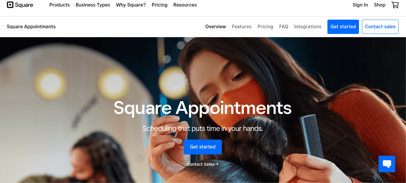 Screenshot of Square Appointments homepage