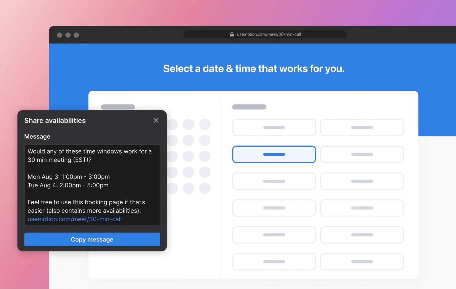 Scheduling meetings with Motion