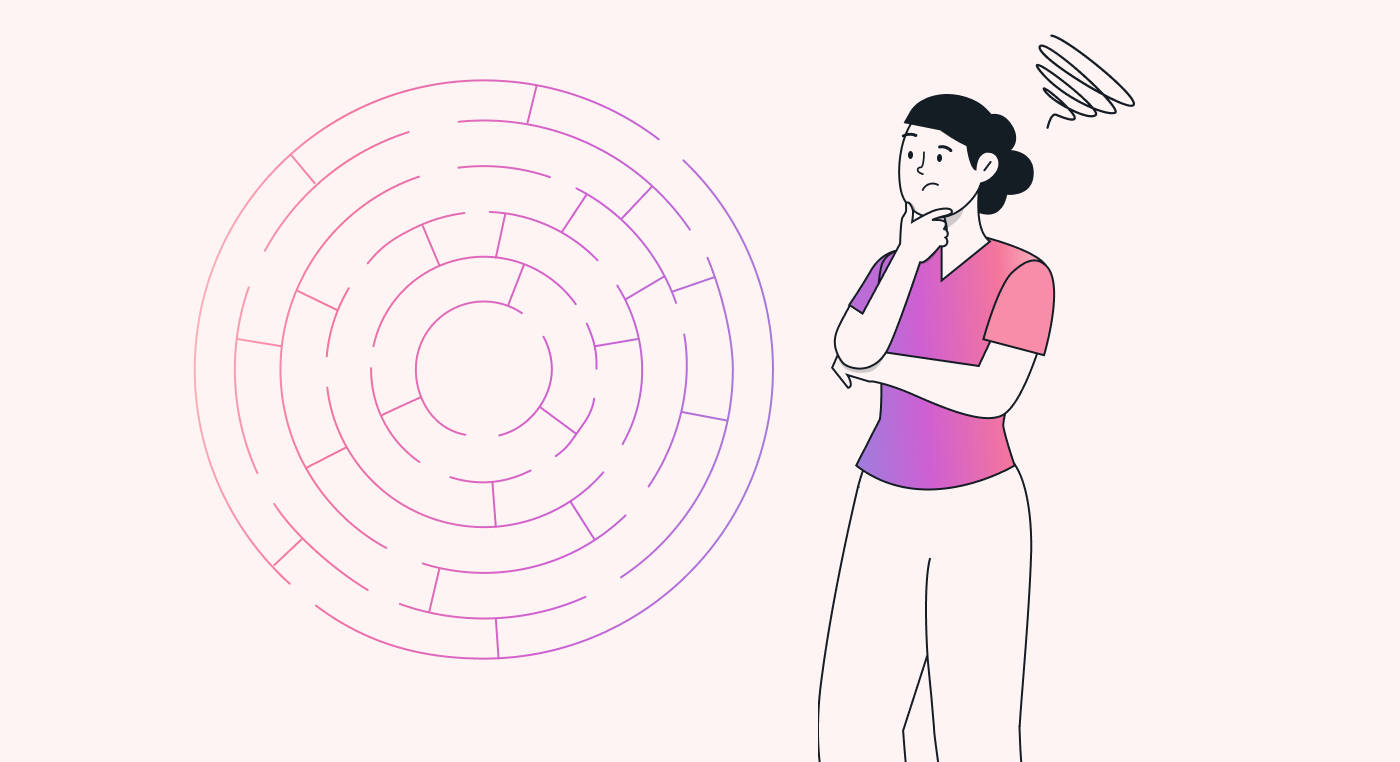 A person thinking next to a maze