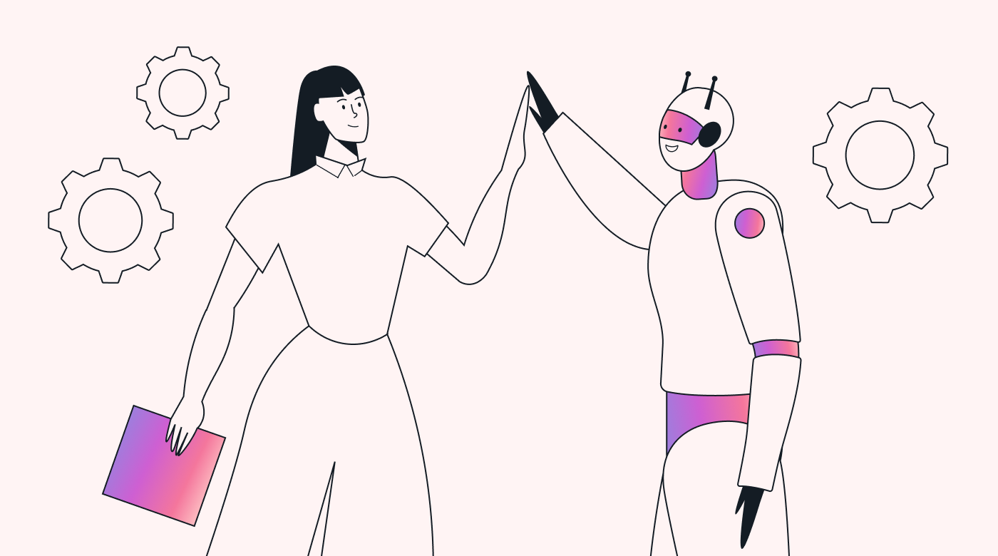 A person high-fiving a robot