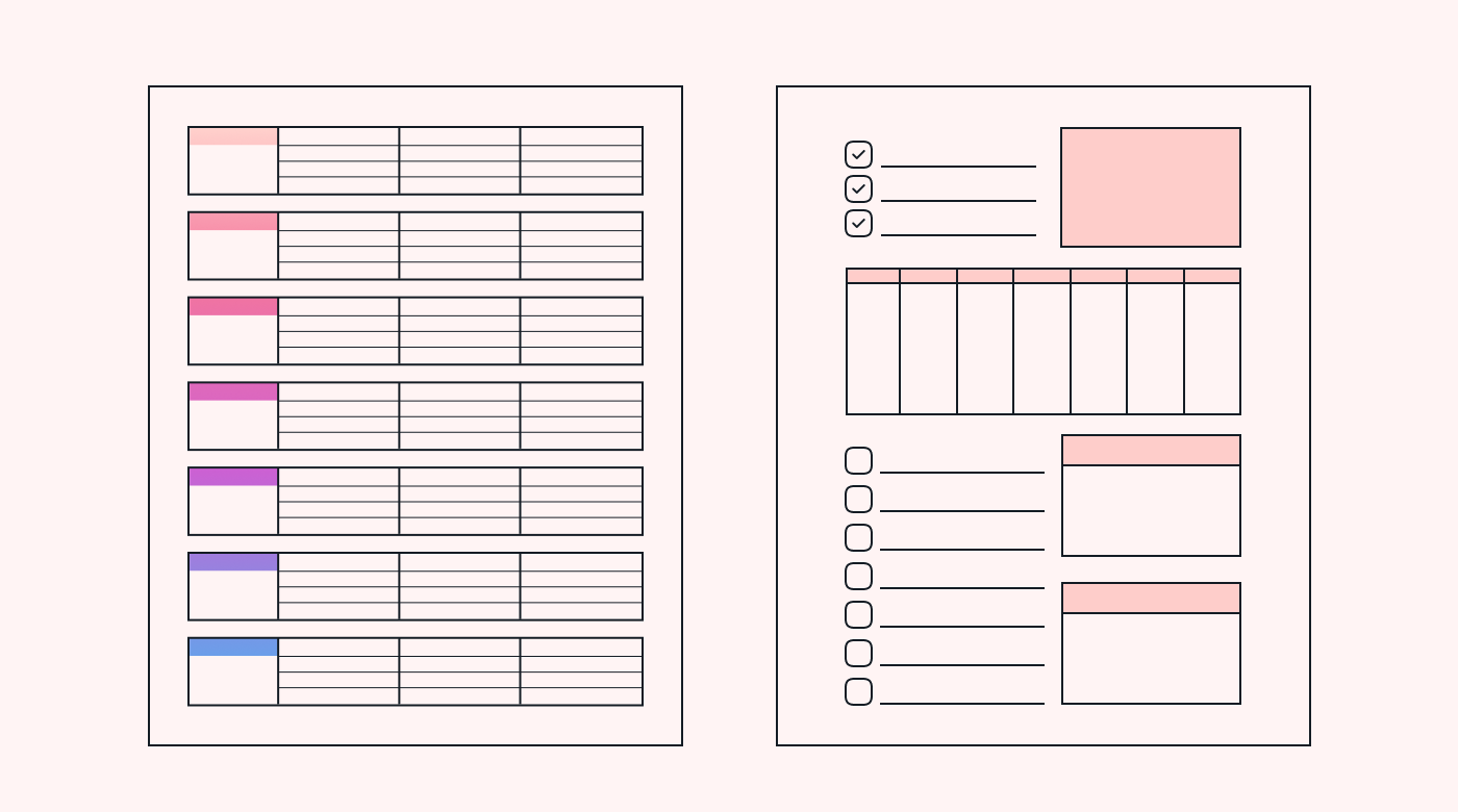 Types of weekly schedule templates