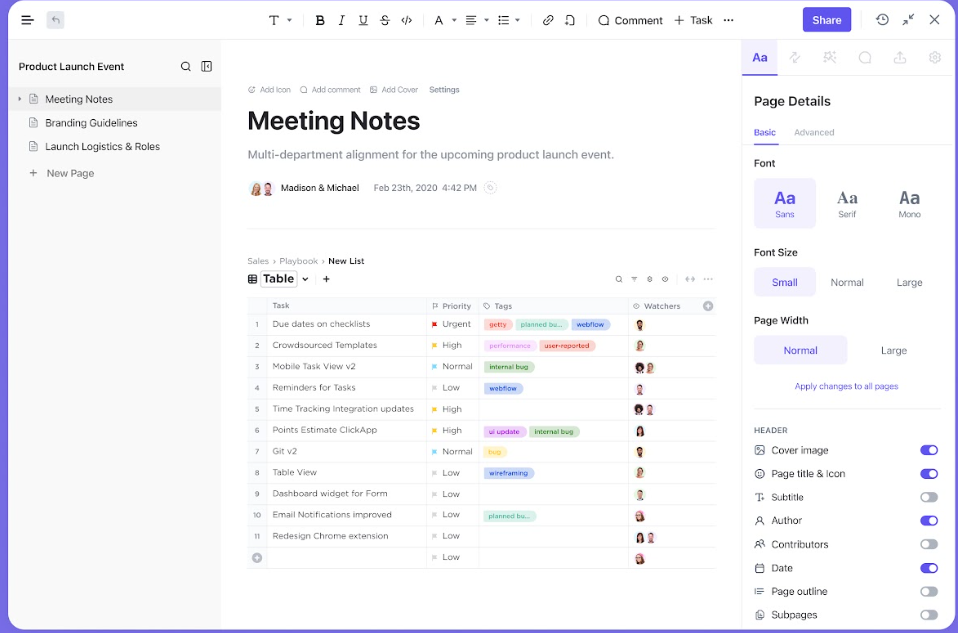 ClickUp Interface